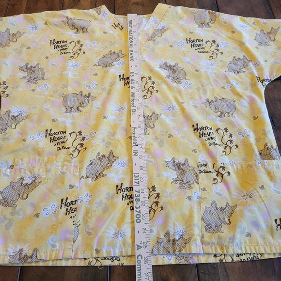 Dr Seuss Womans Scrub L Top Lot Animal Print Boat Goat Car Sam I Am Horton Hears - Picture 6 of 6